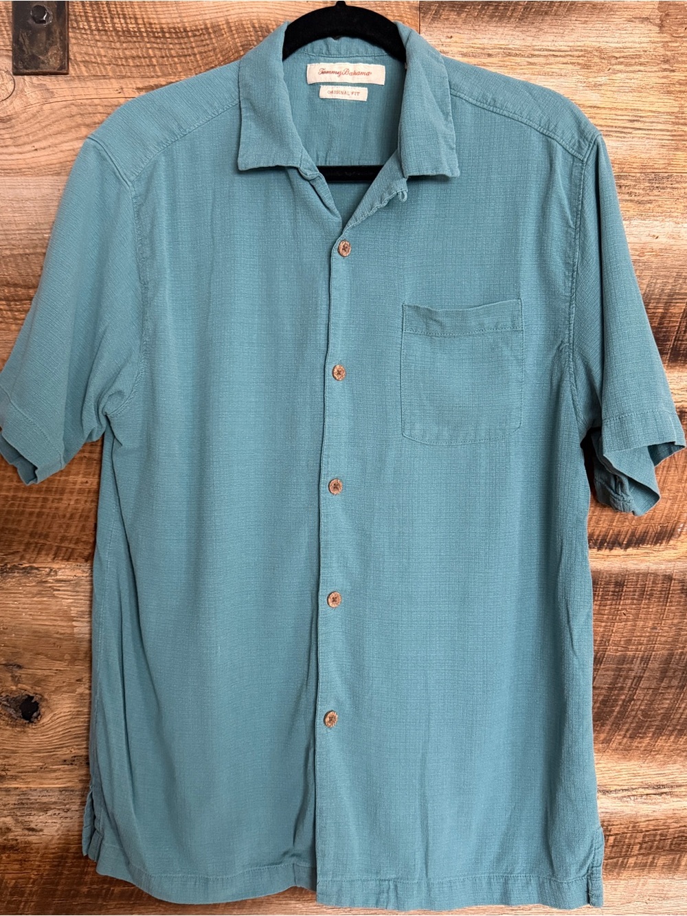 EUC - Tommy Bahama - Silk Short Sleeve Button Down - Blue - M